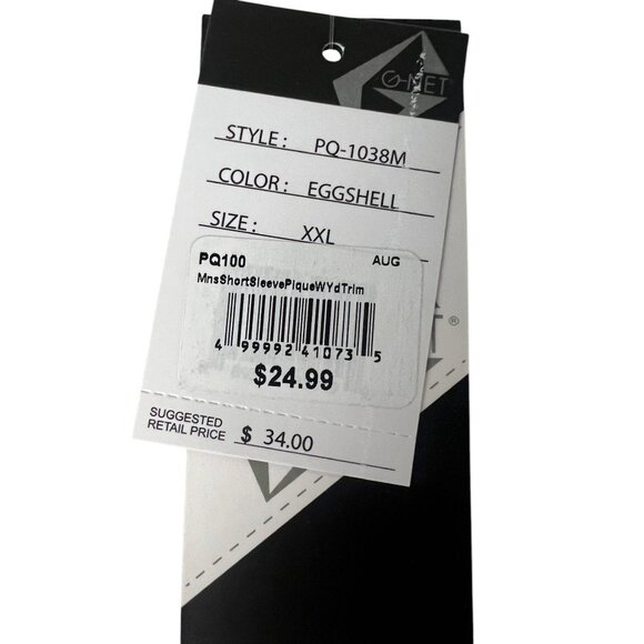 G-Net Mens Short Sleeve T-Shirt Pocket Striped Sleeves XXL Eggshell Oversized - Picture 2 of 13